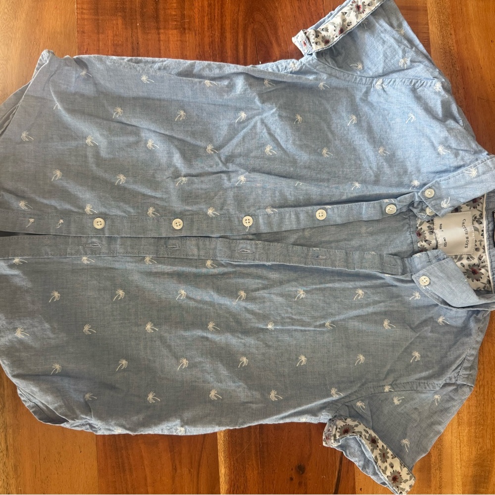 Cactus Light Blue Kids Shirt with White Pattern